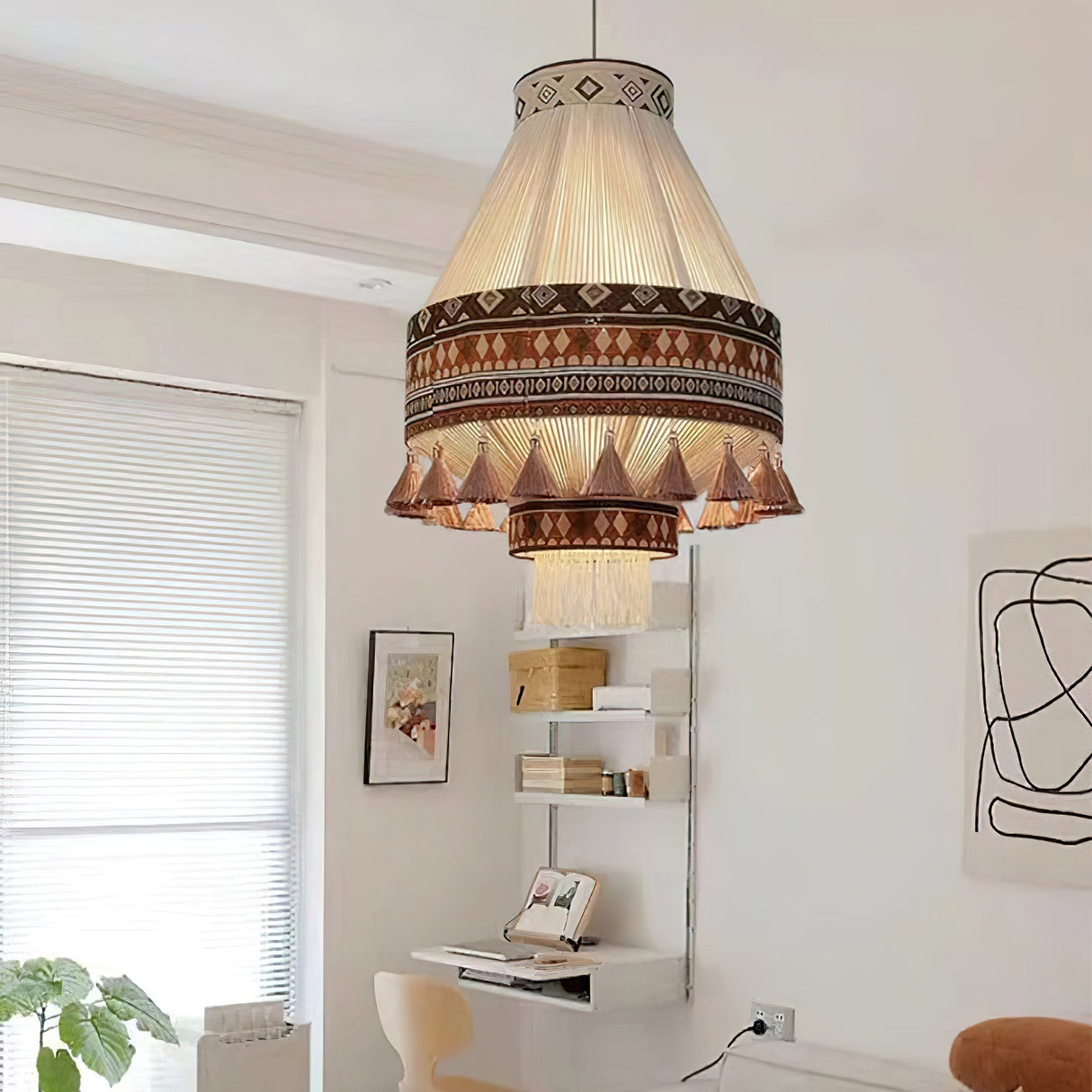 FringeLuxe Bohemian Pendelleuchte | Handgefertigte Quastenlampe | Warmes Ambiente | Stilvolle Beleuchtung
