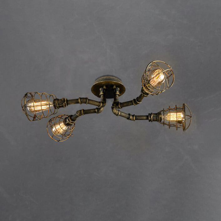 RustiBeam Industrielle Vintage Deckenleuchte | 4/6/8 Lichter | Wasserrohr-Design aus Eisen