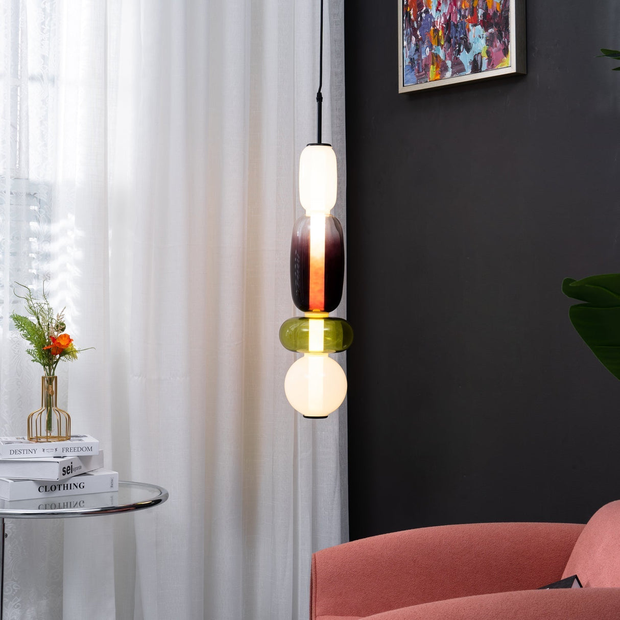 CrystalGlaze Pendelleuchte aus kandiertem Glas | Elegantes Lichtdesign | Dimmbar | Perfekt für Esszimmer & Wohnzimmer