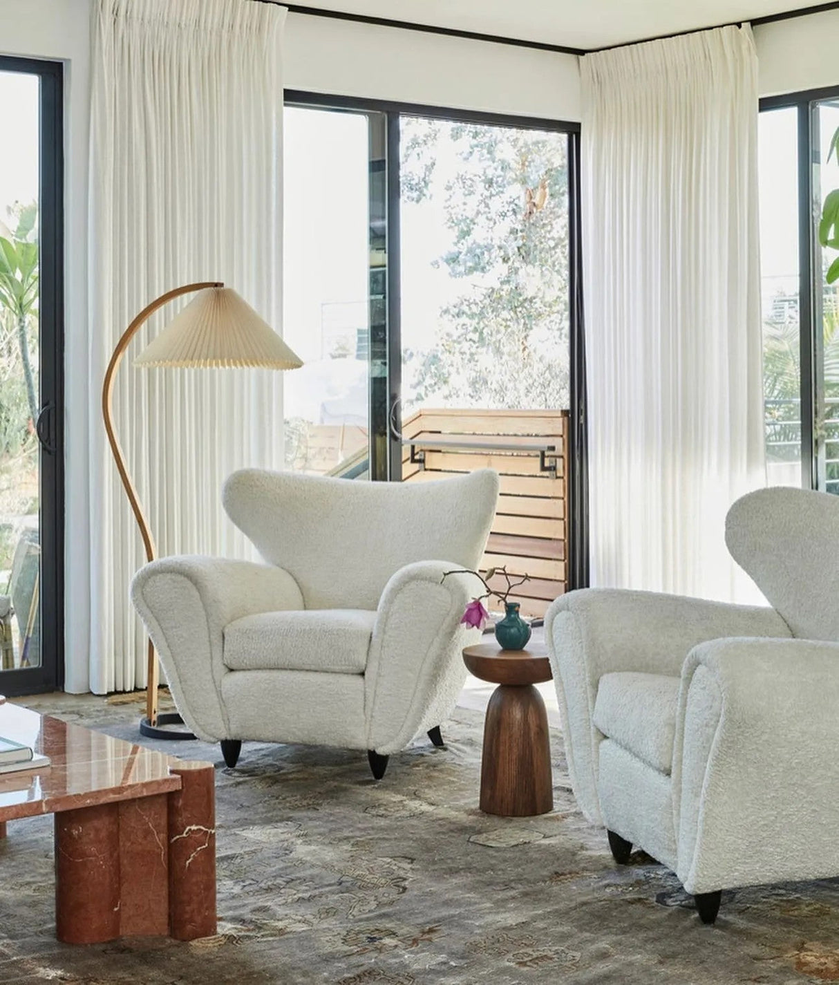 LunaArch Stehleuchte im Caprani Design | LED Beleuchtung | Modernes Holz-Look | Elegante Wohnraum-Deko