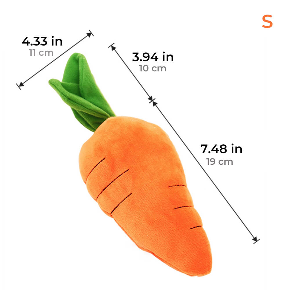 SqueakyBite Karotten Quietschspielzeug für Hunde | Interaktives Plüschtier | Robustes Hundespielzeug