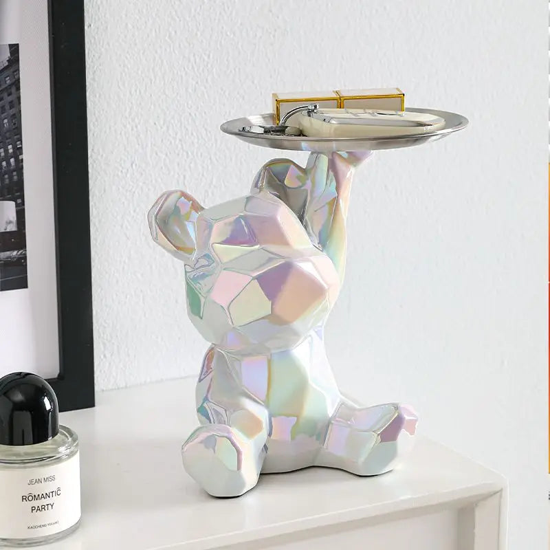 GoldenBear Keramik-Spardose | Vergoldete Bärenfigur mit Ablagefach | Schreibtischdekoration & Organisation