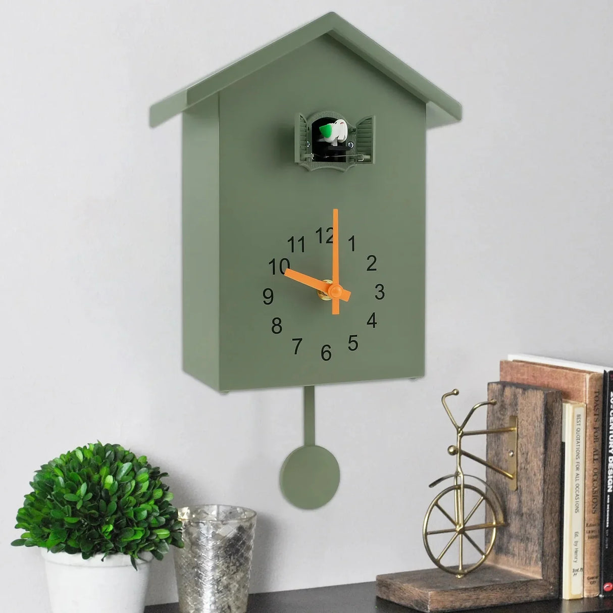 CuckooCharm Kuckucksuhr | Batteriebetrieben | Pendel & Vogelhaus Design | Dekoration für Wohnzimmer & Küche