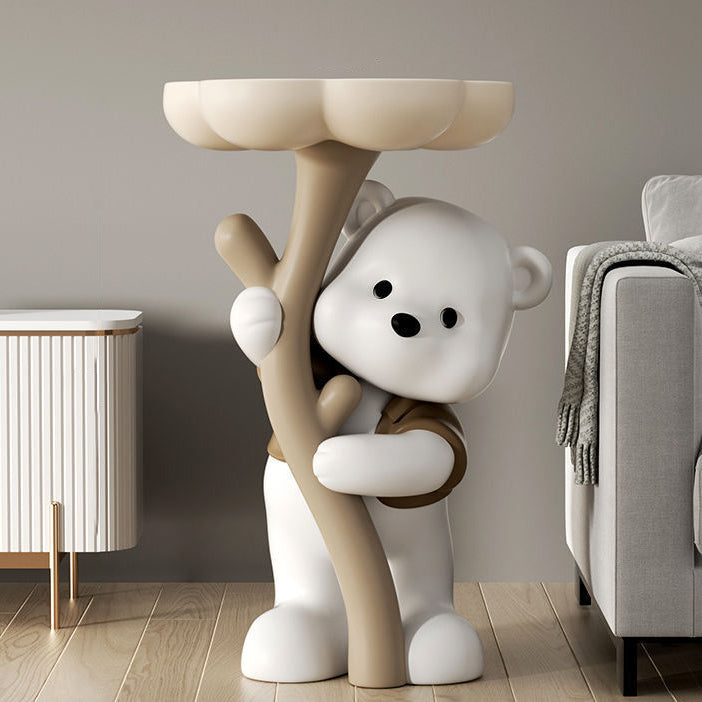 BearBloom Art Deco Beistelltisch | Harz-Design | 1 Ablage | Stilvoll für Wohnzimmer