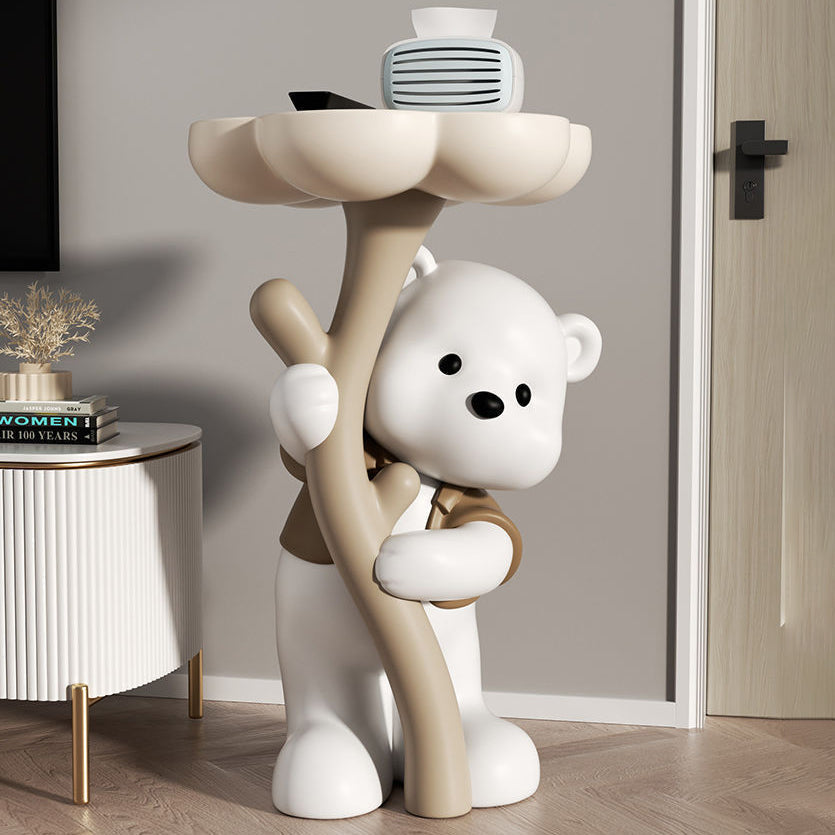 BearBloom Art Deco Beistelltisch | Harz-Design | 1 Ablage | Stilvoll für Wohnzimmer