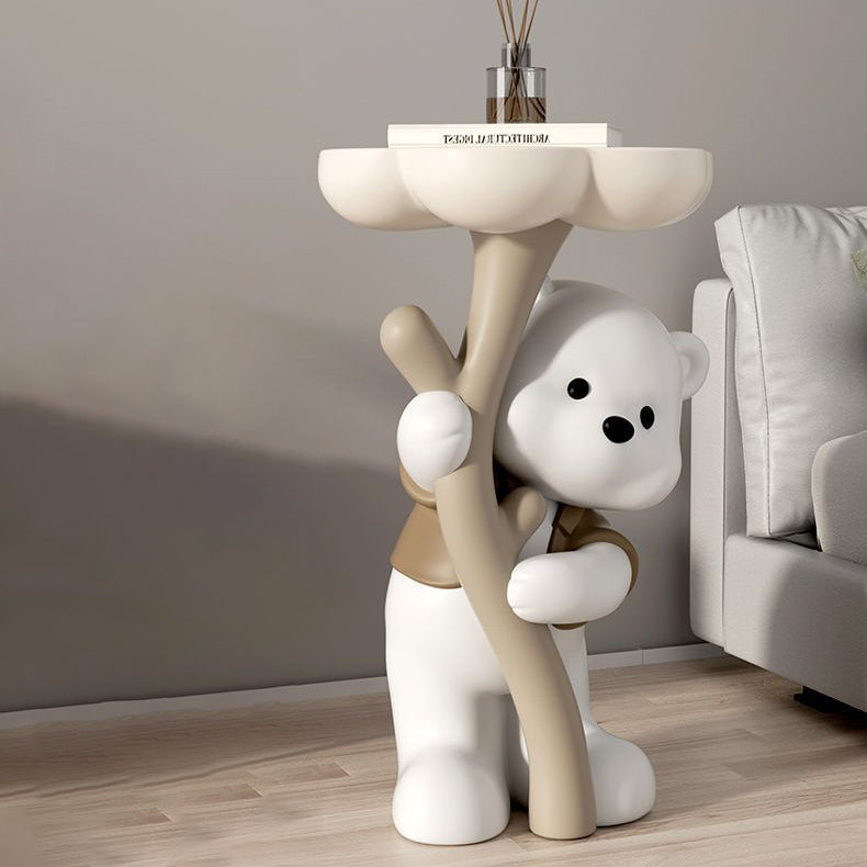 BearBloom Art Deco Beistelltisch | Harz-Design | 1 Ablage | Stilvoll für Wohnzimmer