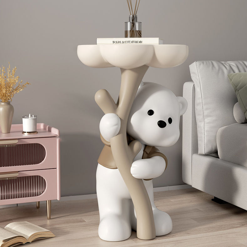 BearBloom Art Deco Beistelltisch | Harz-Design | 1 Ablage | Stilvoll für Wohnzimmer