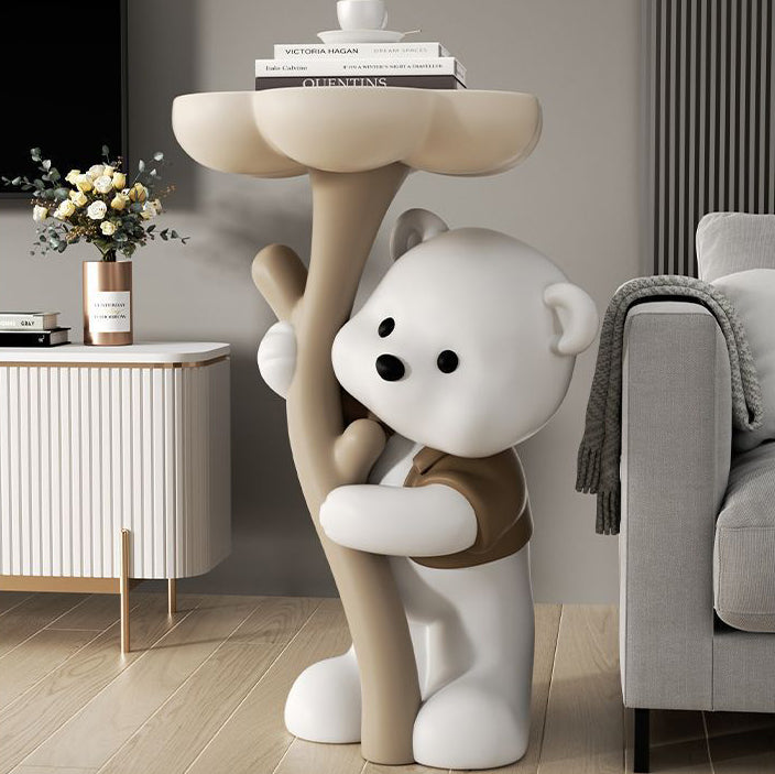 BearBloom Art Deco Beistelltisch | Harz-Design | 1 Ablage | Stilvoll für Wohnzimmer