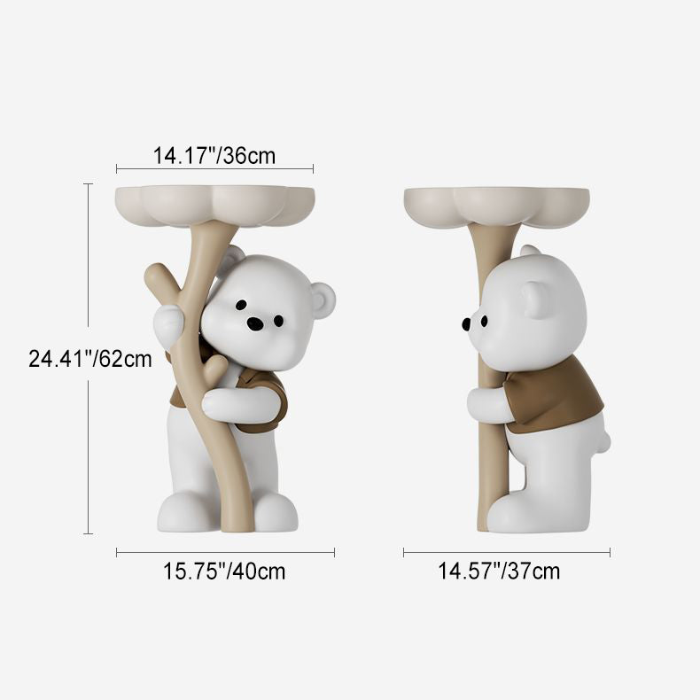 BearBloom Art Deco Beistelltisch | Harz-Design | 1 Ablage | Stilvoll für Wohnzimmer