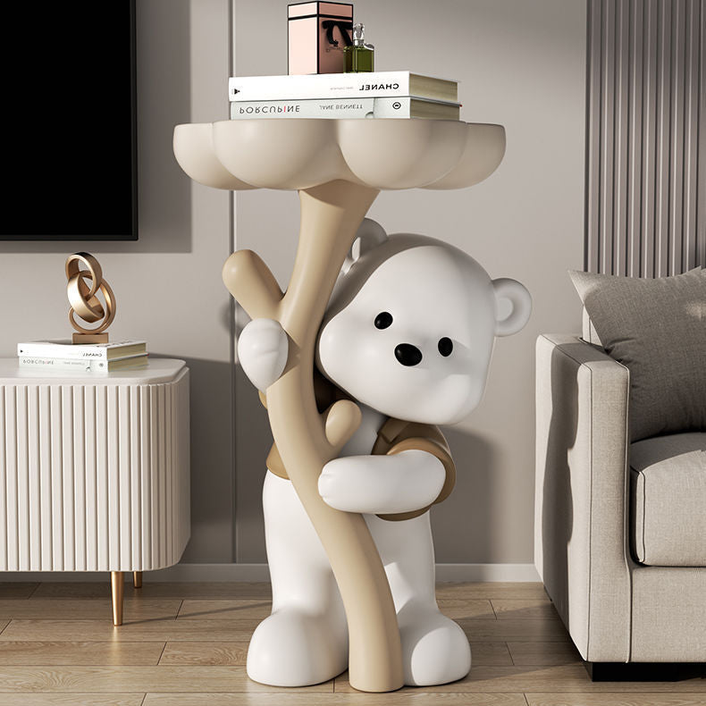 BearBloom Art Deco Beistelltisch | Harz-Design | 1 Ablage | Stilvoll für Wohnzimmer