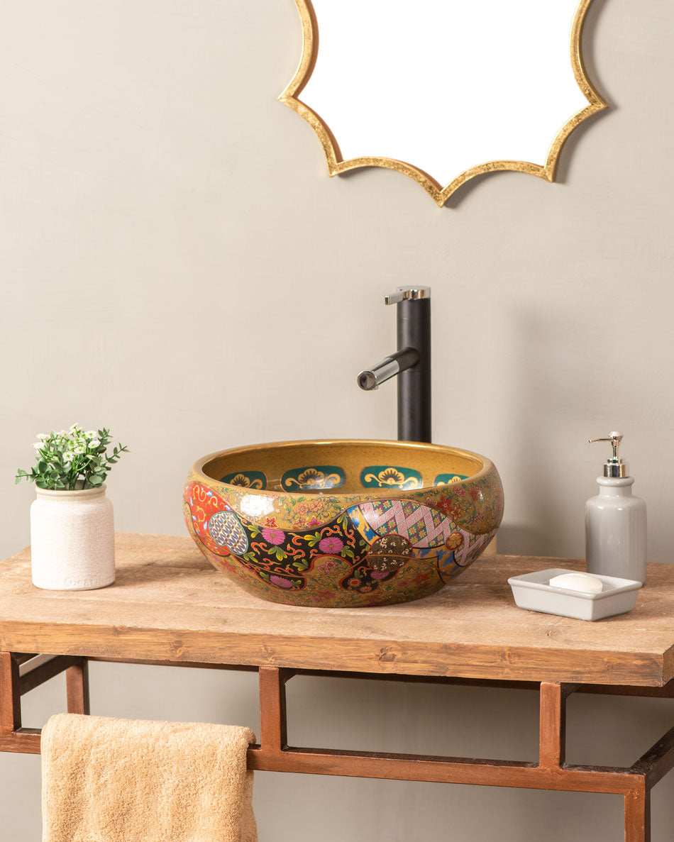 AquaZen Porzellan Arbeitsplattenbecken | Hochwertiges Design Waschbecken | Eleganz für Bad & Küche