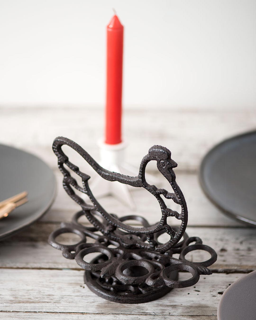 RoostIron Gusseisen Eierhalter | Rustikales Design | Praktischer Eier Caddy | Dekoration für Küche