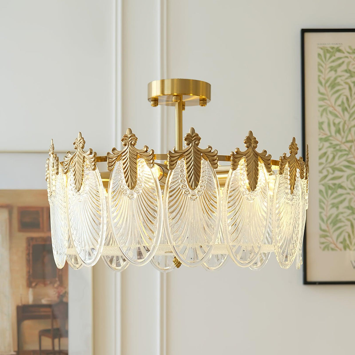 VeraLuxe Decorative Glass Round Chandelier | Elegante Deckenleuchte | Luxus Kronleuchter | Deko für Zuhause