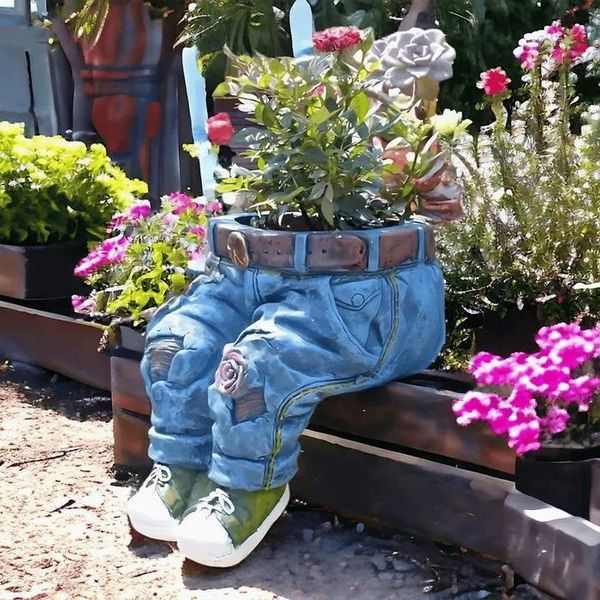 Gardenia Retro-Design Gartenpflanztopf | Vintage Denim Look | Outdoor & Indoor Deko