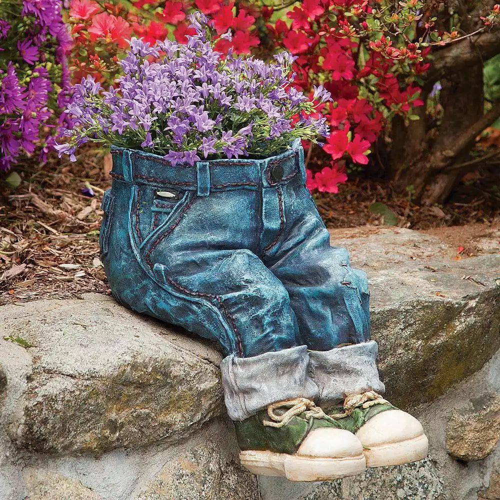 Gardenia Retro-Design Gartenpflanztopf | Vintage Denim Look | Outdoor & Indoor Deko