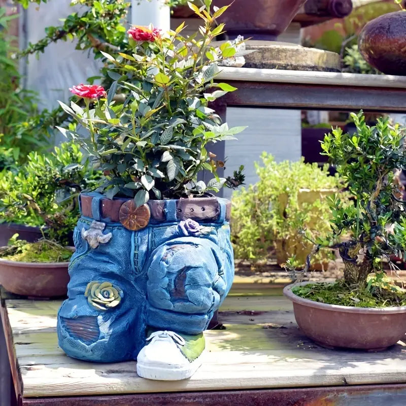 Gardenia Retro-Design Gartenpflanztopf | Vintage Denim Look | Outdoor & Indoor Deko
