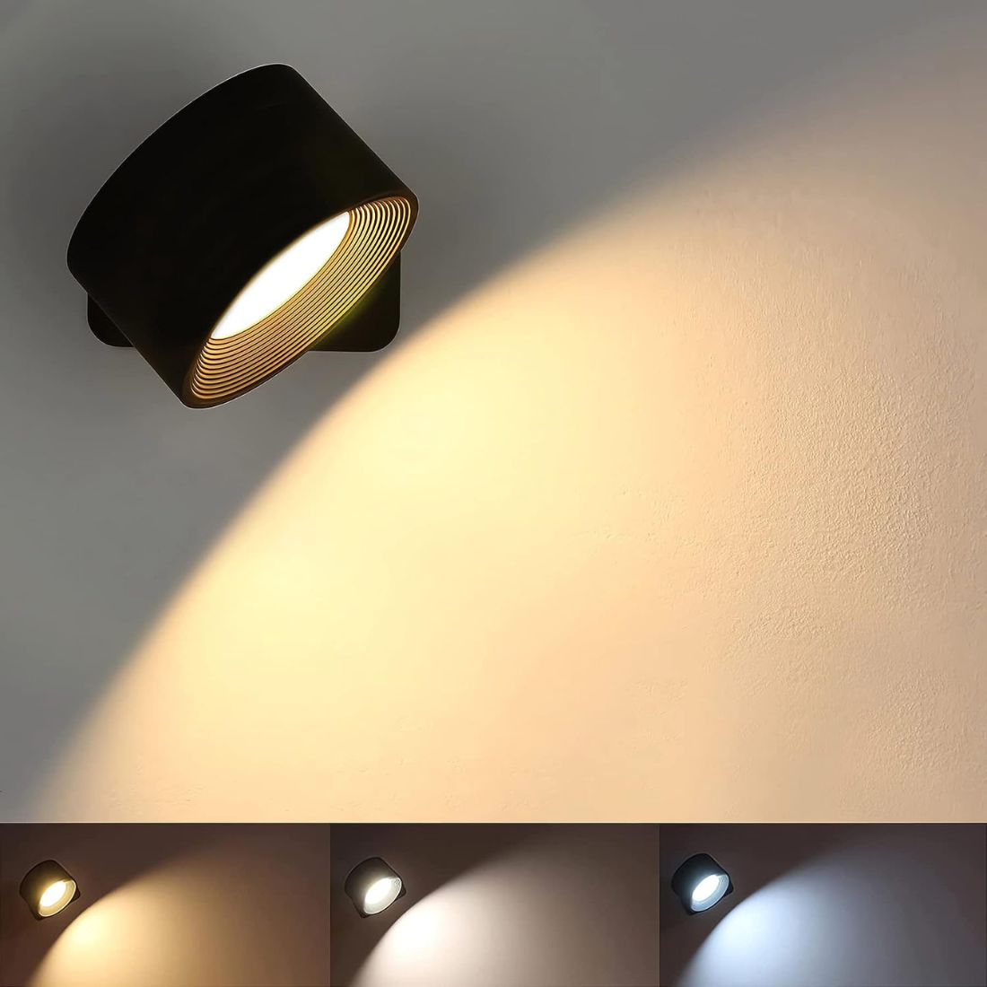 GlowBeam Kabellose LED-Wandlampe | 360° Drehbar | Wiederaufladbar | Flexibles Design für Wohnzimmer & Schlafzimmer