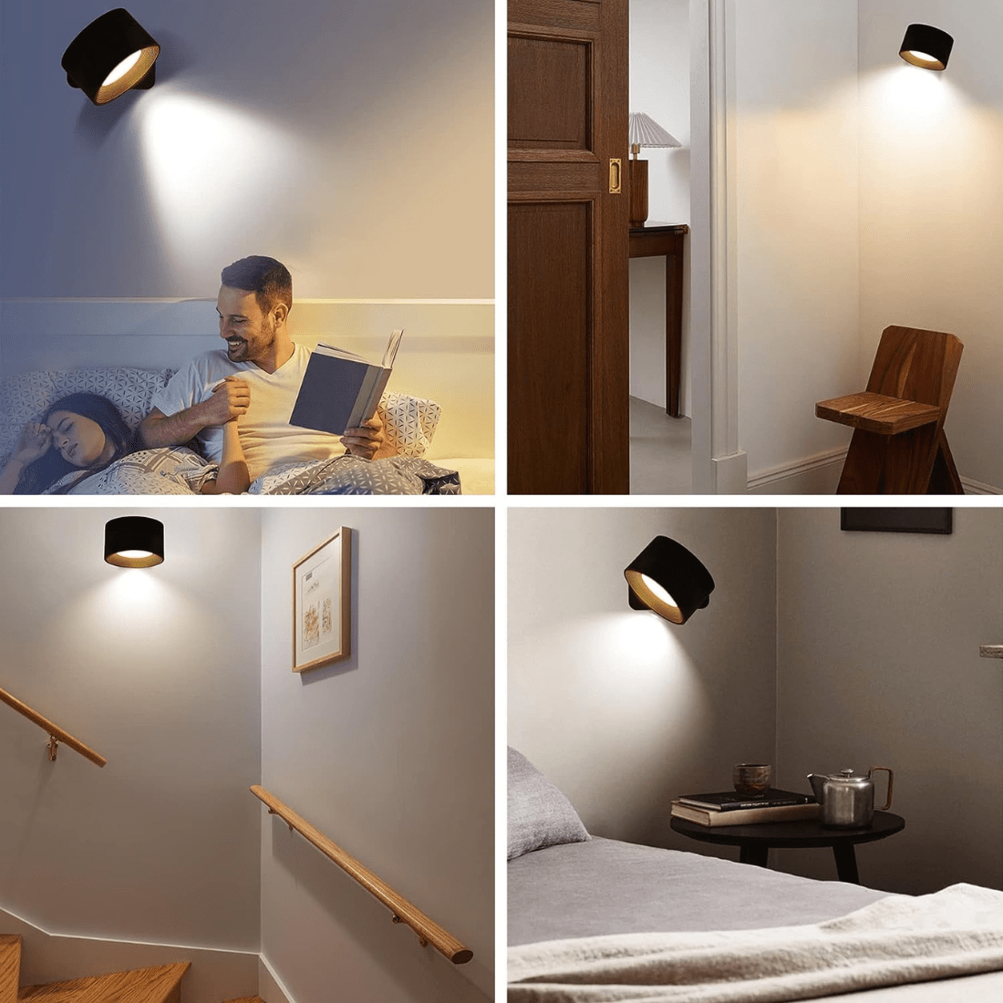 GlowBeam Kabellose LED-Wandlampe | 360° Drehbar | Wiederaufladbar | Flexibles Design für Wohnzimmer & Schlafzimmer