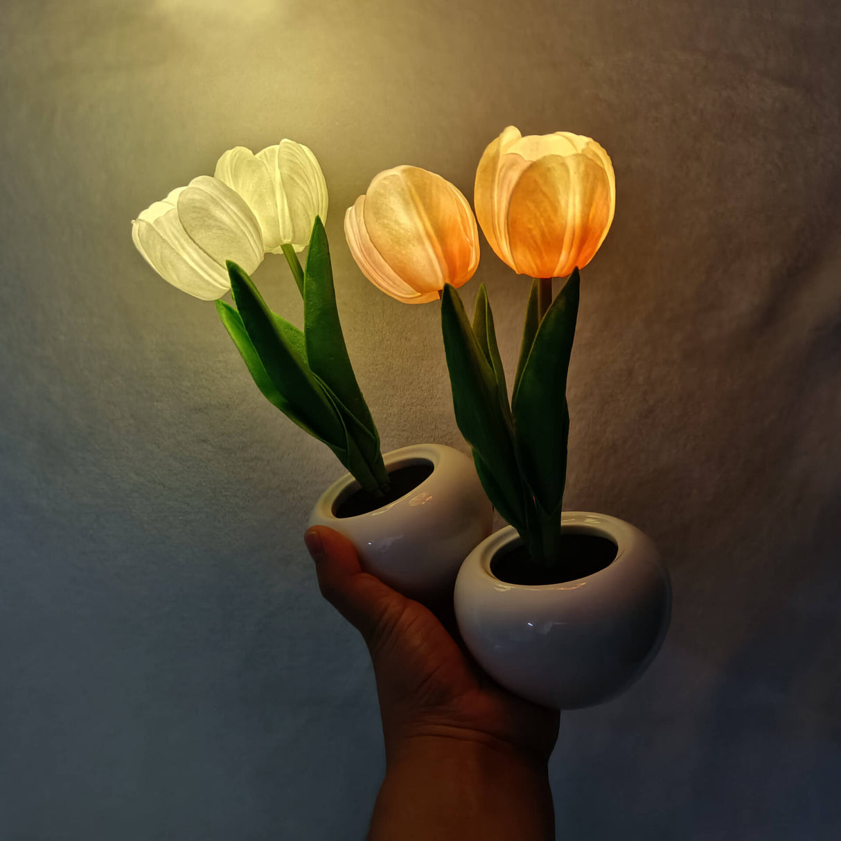 BlossomGlow LED Nachtlicht Tischlampe | Kreatives Blumen-Design | Tulpe & Pfingstrose | Stimmungslicht