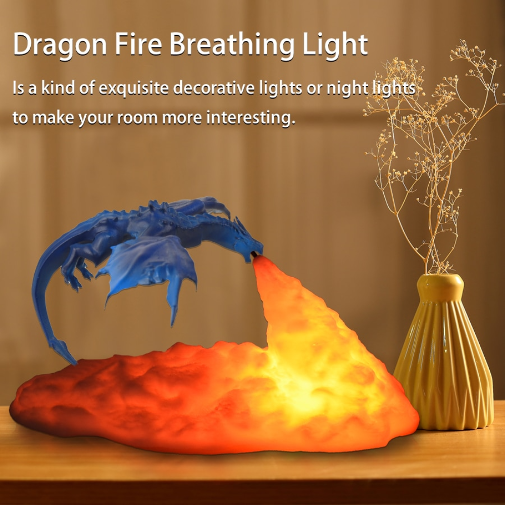 DracoLux 3D Drachen Tischlampe | 5 Farben | Wiederaufladbar | LED Stimmungslicht | Dekorative Beleuchtung