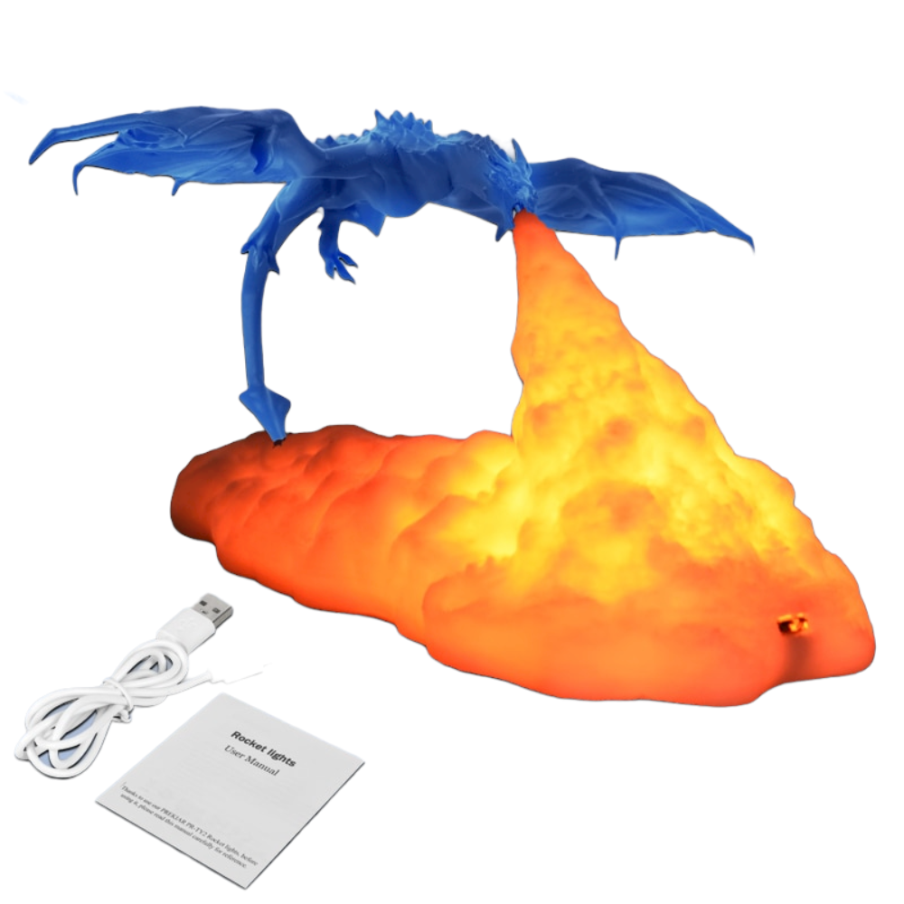 DracoLux 3D Drachen Tischlampe | 5 Farben | Wiederaufladbar | LED Stimmungslicht | Dekorative Beleuchtung