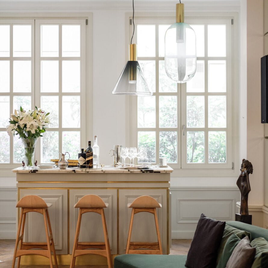 LustraBelle Elegante Pendelleuchte | Design-Kollektion | Rauchglas & Gold | Dimmbar | Moderne Beleuchtung für Zuhause