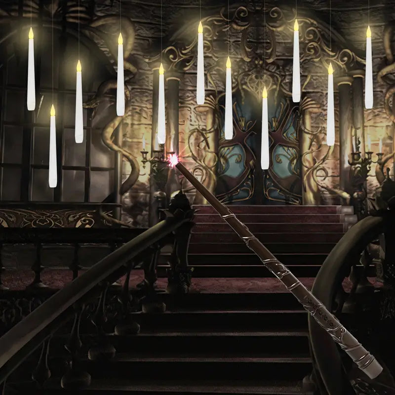 MysticFlame Schwebende LED-Kerzen mit Zauberstab | Magische Deko für Halloween & Zuhause