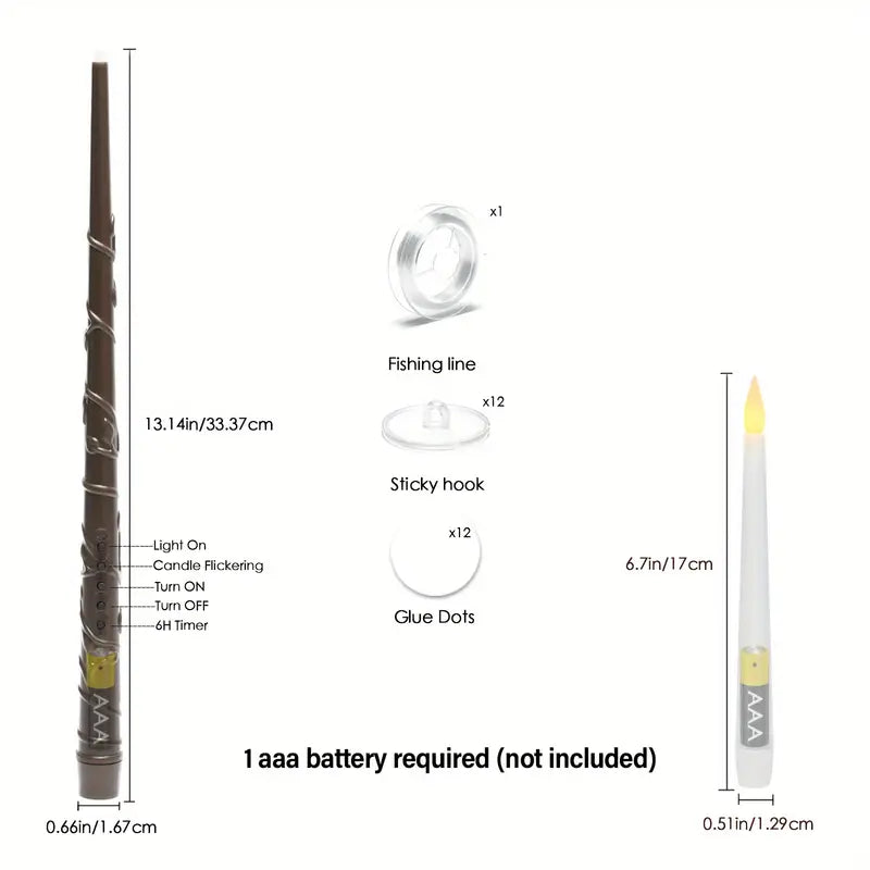 MysticFlame Schwebende LED-Kerzen mit Zauberstab | Magische Deko für Halloween & Zuhause