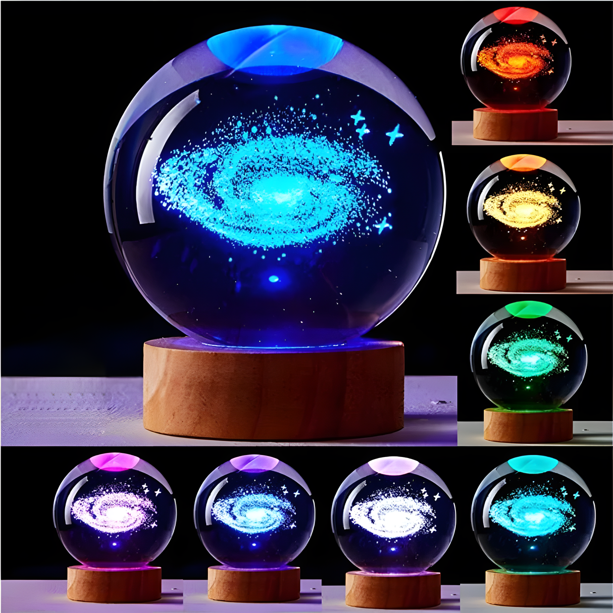CosmoSphere 3D Kristallkugel | Galaxie-Dekoration | LED Sockel | Magisches Universum | Perfektes Geschenk