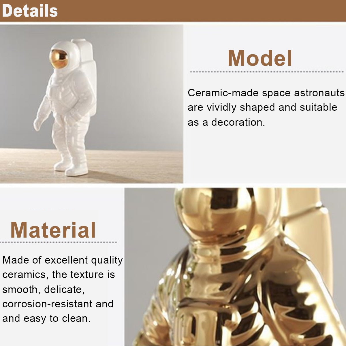 AstroVase Gold Space Man Keramik Vase | Astronaut Skulptur | Kreative Deko für Zuhause & Garten