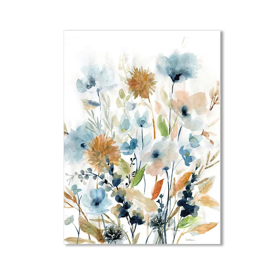 ArtisBloom Botanisches Aquarell Poster | Leinwanddruck mit Blumen & Blättern | Wandkunst für Wohnzimmer & Heimdekoration