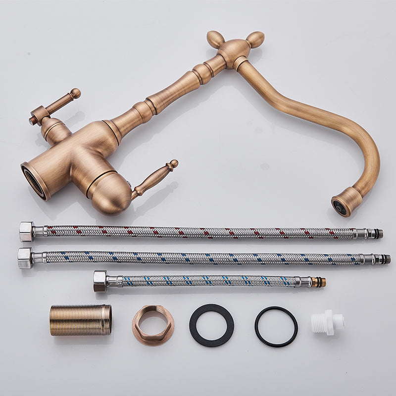 AquaClass Klassische Küchenarmatur | Elegantes Design | Hochwertiges Messing | Wasserfall-Auslauf