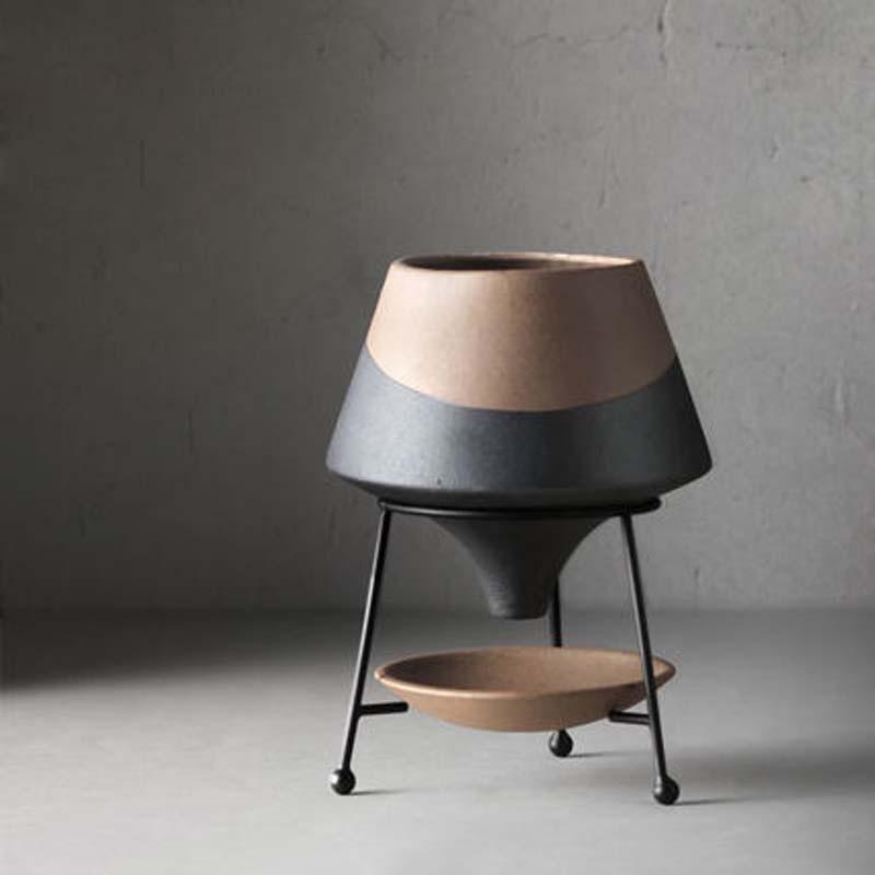 ClayDrop Teardrop Pflanztopf mit Untersetzer | Eleganter Tontopf für moderne Deko