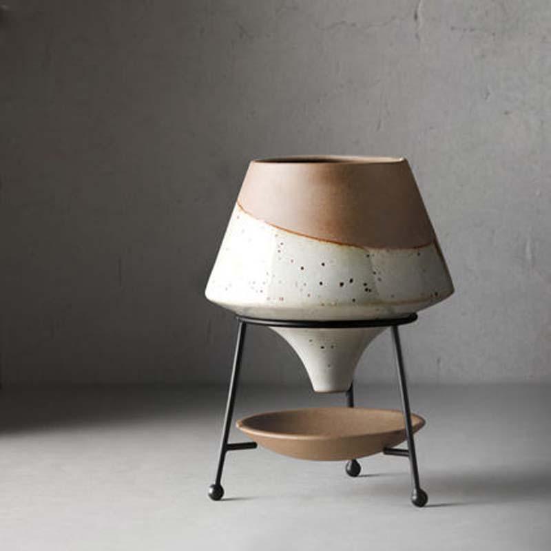 ClayDrop Teardrop Pflanztopf mit Untersetzer | Eleganter Tontopf für moderne Deko