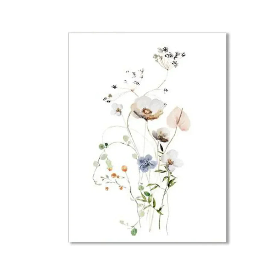 ArtisBloom Botanisches Aquarell Poster | Leinwanddruck mit Blumen & Blättern | Wandkunst für Wohnzimmer & Heimdekoration