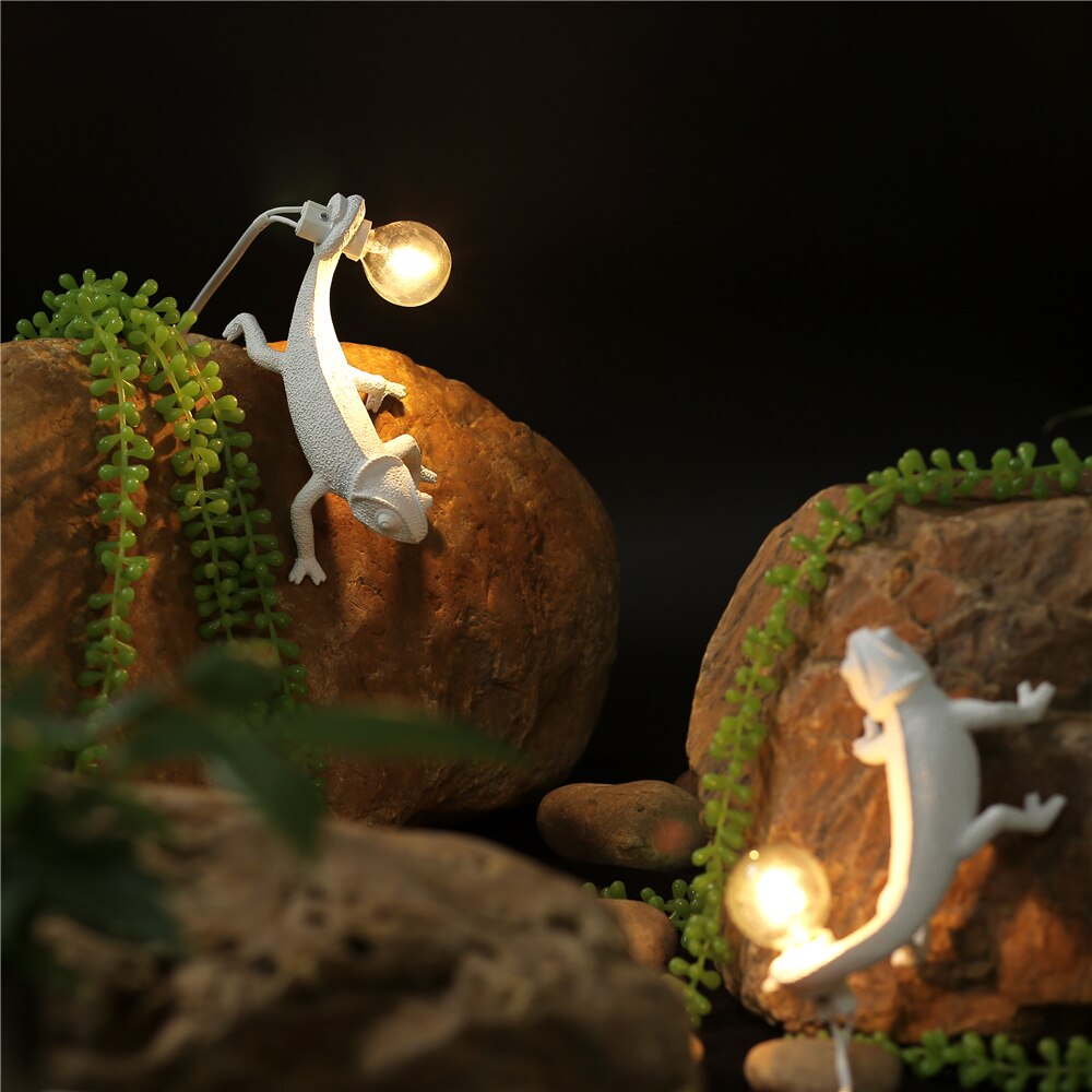 LizardLuxe Harz Tier Tischlampe | Modernes Eidechsen-Design | Deko-Lampe für Wohnzimmer & Büro