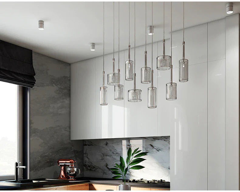 AuraGlas Elegante Glas-Deckenleuchte | Esszimmerlampe | Zeitloses Design | Stimmungsvolle Beleuchtung