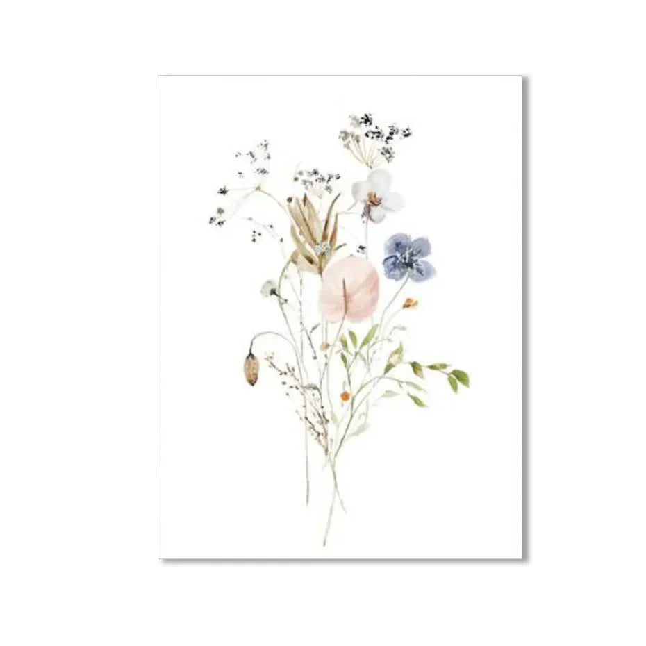 ArtisBloom Botanisches Aquarell Poster | Leinwanddruck mit Blumen & Blättern | Wandkunst für Wohnzimmer & Heimdekoration