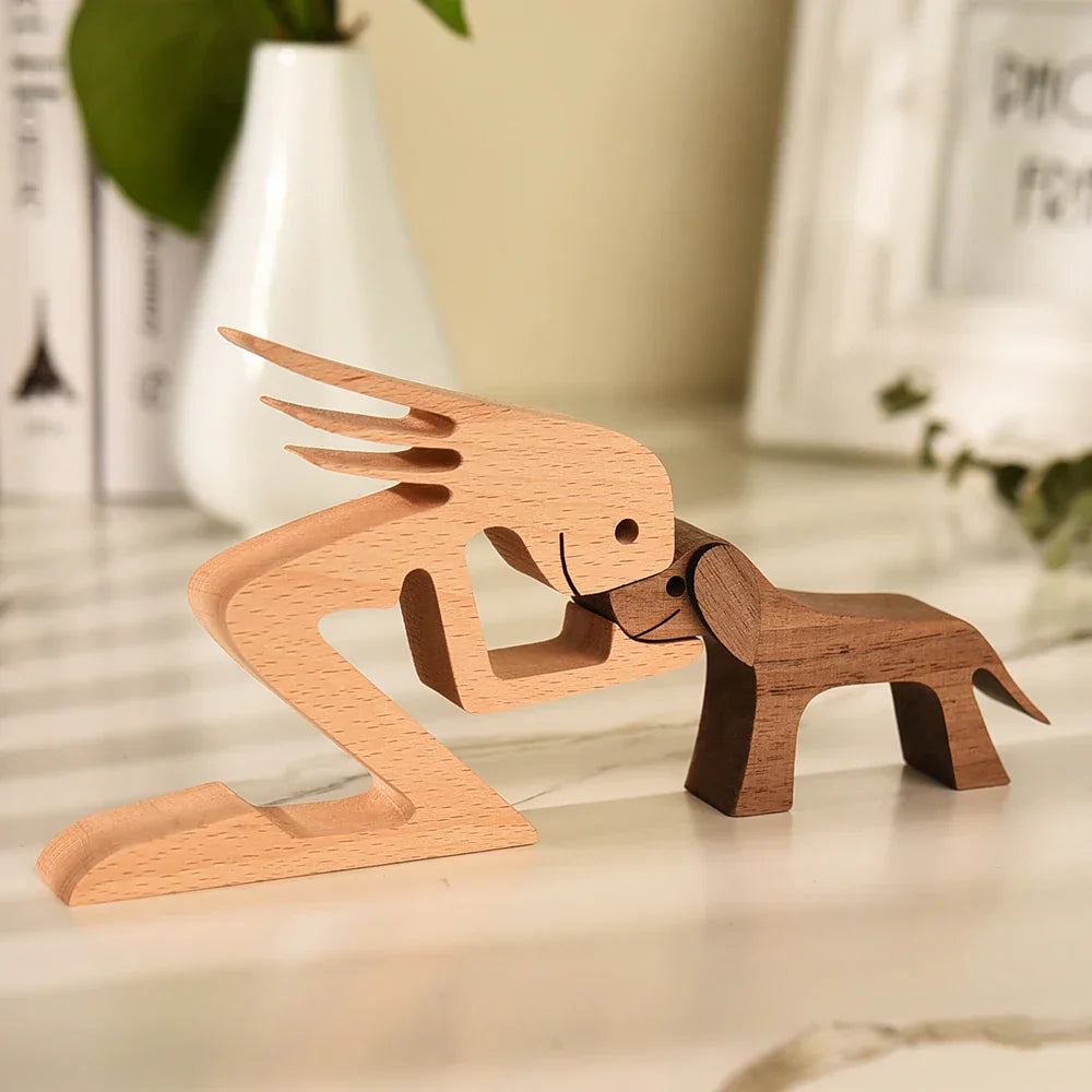 WoodPaw Nordische Hundeskulptur aus Holz | Handgefertigte Tierfigur | Minimalistische Dekoration | Zeitloses Design