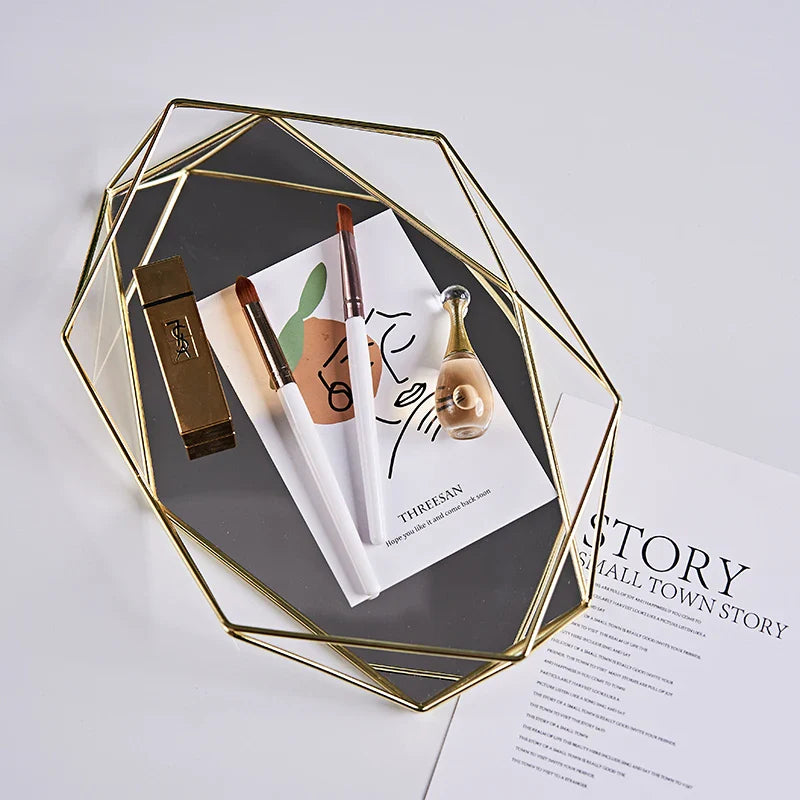 Glasify Polygon Glas Tablett | Geometrisches Design | Elegantes Zuhause-Dekor