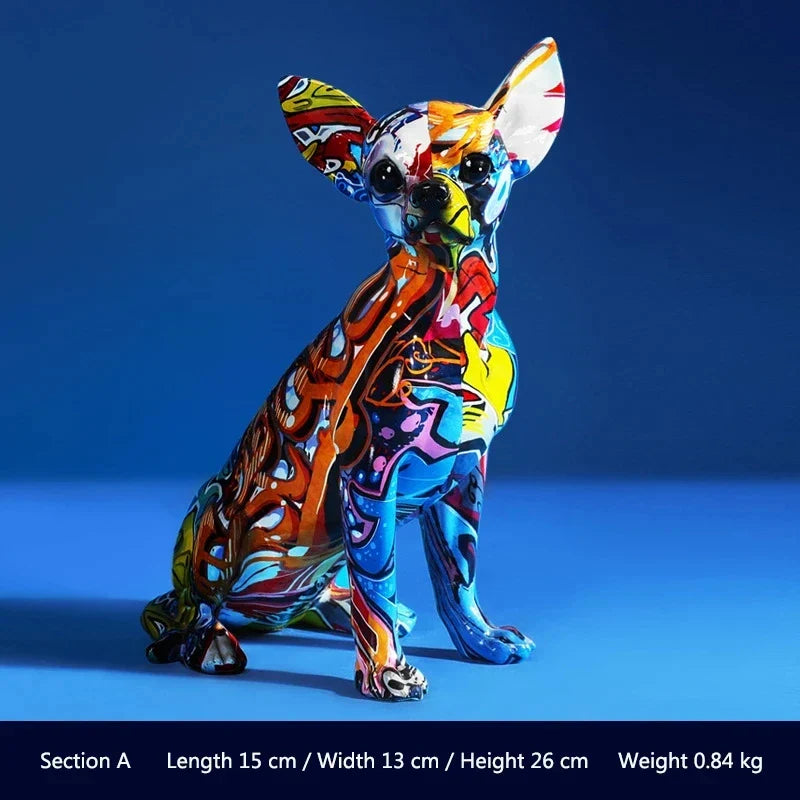 GraffiPup Graffiti Hundeskulptur | Moderne Dekofigur | Bunter Dackel im Nordic Stil | Tischdekoration für Zuhause & Büro