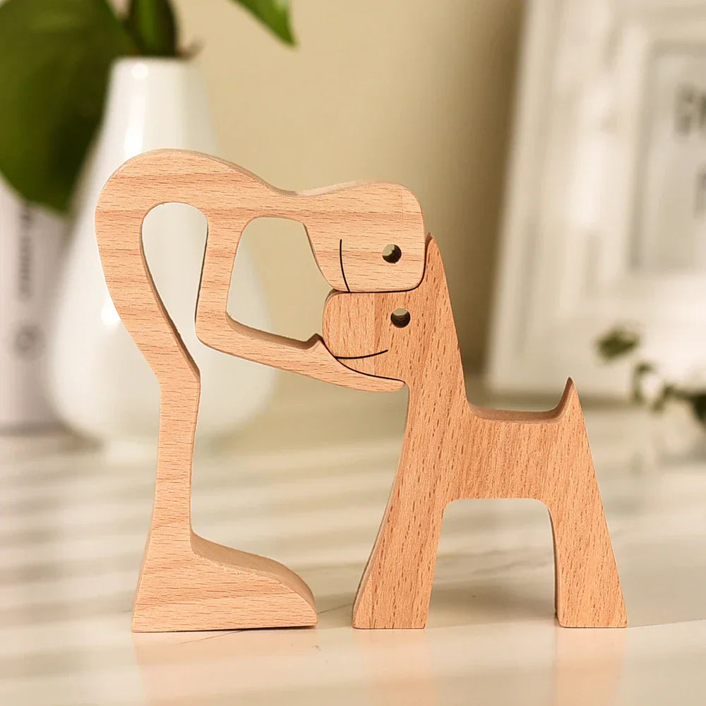 WoodPaw Nordische Hundeskulptur aus Holz | Handgefertigte Tierfigur | Minimalistische Dekoration | Zeitloses Design