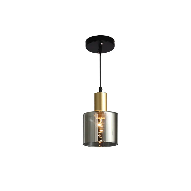 AuroraGlow Designer-Hängeleuchte | Schwarz mit Gold & Rauchglas | Elegante Beleuchtung