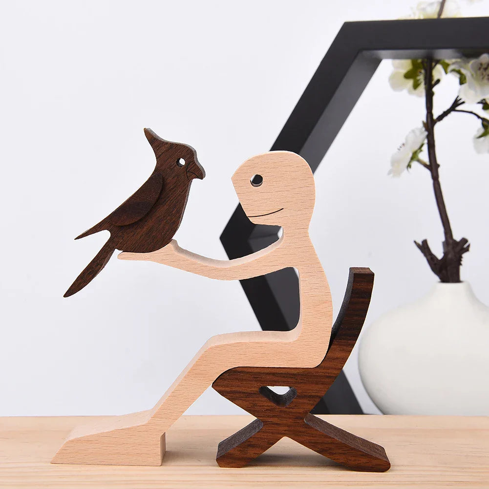 WoodPaw Nordische Hundeskulptur aus Holz | Handgefertigte Tierfigur | Minimalistische Dekoration | Zeitloses Design