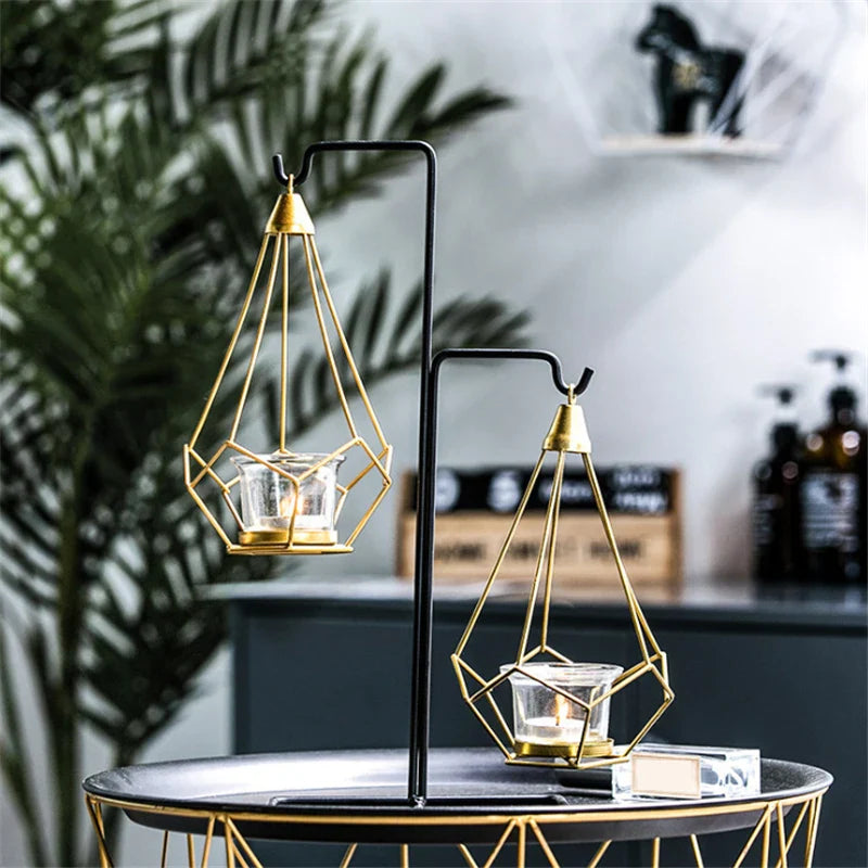 LustraDiamond Hängender Kerzenhalter | Geometrisches Design | Eleganz für Innen- & Außendekoration