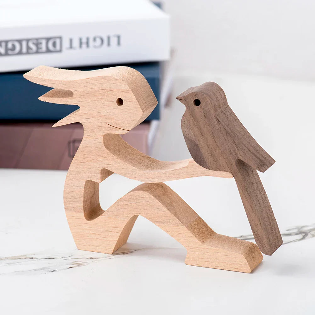 WoodPaw Nordische Hundeskulptur aus Holz | Handgefertigte Tierfigur | Minimalistische Dekoration | Zeitloses Design