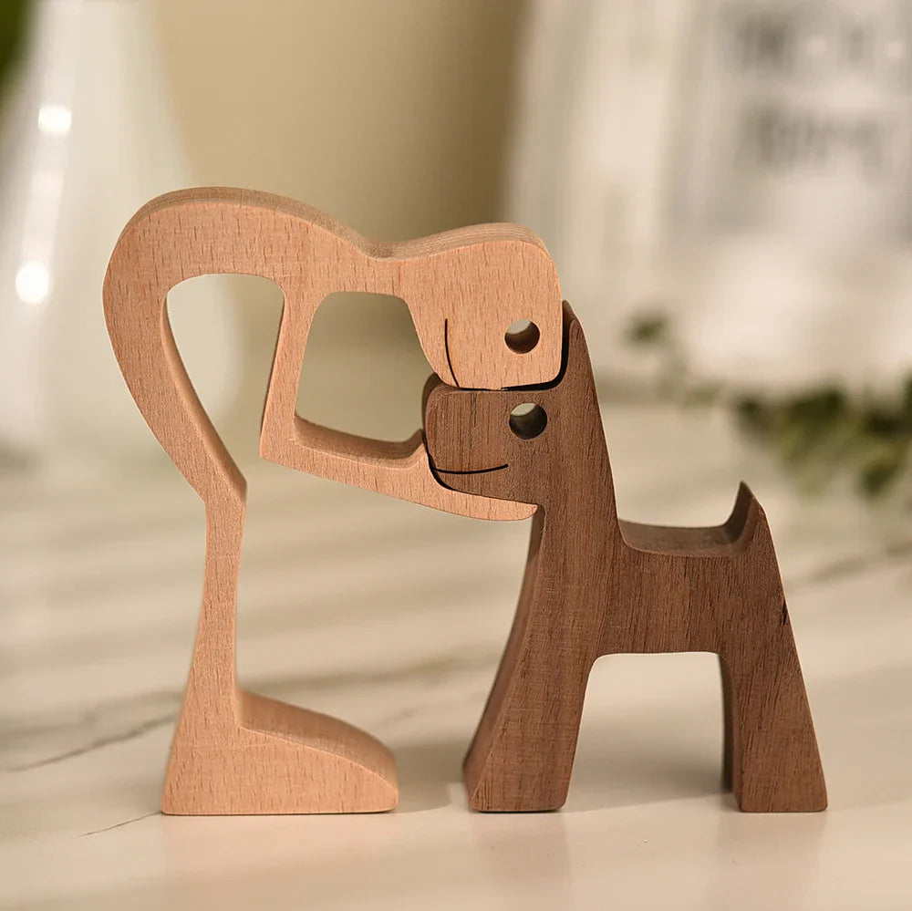 WoodPaw Nordische Hundeskulptur aus Holz | Handgefertigte Tierfigur | Minimalistische Dekoration | Zeitloses Design