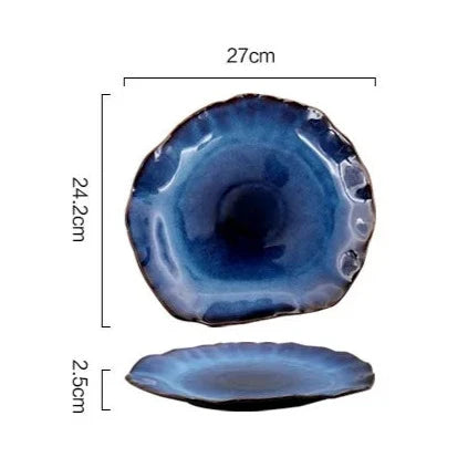 TerraViva Laguna Teller Set | 4-teiliges Keramik-Set | Handgefertigte Design-Teller