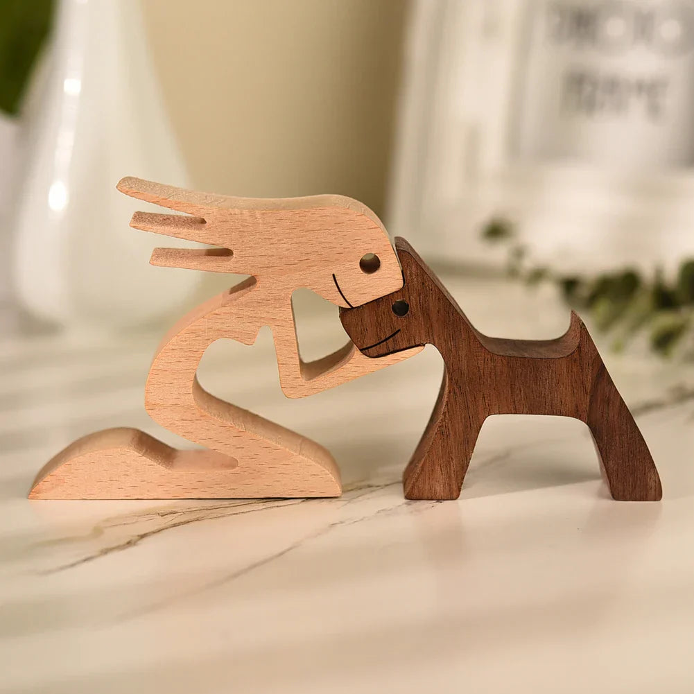 WoodPaw Nordische Hundeskulptur aus Holz | Handgefertigte Tierfigur | Minimalistische Dekoration | Zeitloses Design