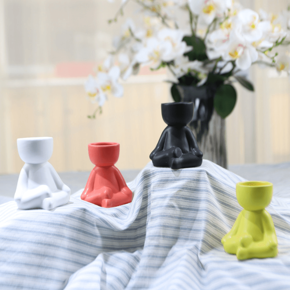 MiniMensch Keramik Sukkulenten Pflanztopf | Verspielte Figur Deko | Handgefertigter Pflanzentopf für Zuhause